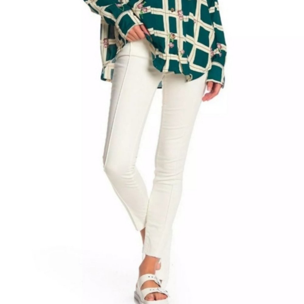 Free People White Del Wray Skinny Jeans Raw Hem Ankles Size 27R - New With Tags
